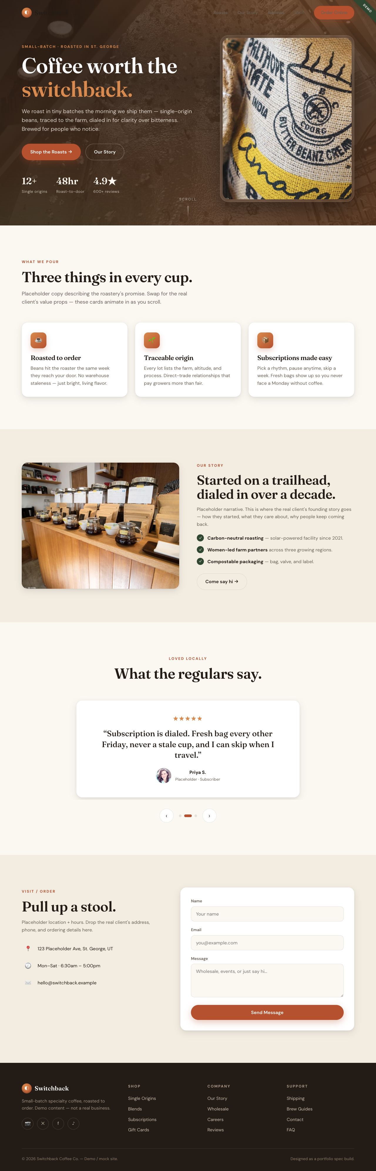 Switchback Coffee website